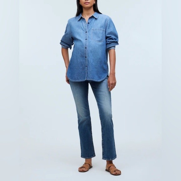 Madewell Denim - Madewell Maternity Over-the-Belly Kick Out Crop Jeans Oneida Wash NWT Size 25P